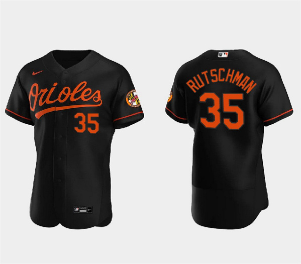 Men's Baltimore Orioles #35 Adley Rutschman Black Flex Base Stitched Baseball Jersey
