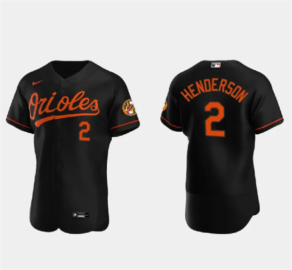 Men's Baltimore Orioles #2 Gunnar Henderson Black Flex Base Stitched Baseball Jersey