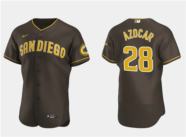 Men's San Diego Padres #28 José Azocar Brown Flex Base Stitched Baseball Jersey