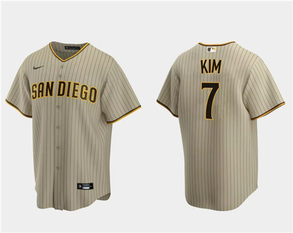 Men's San Diego Padres #7 Ha-Seong Kim Tan Cool Base Stitched Jersey