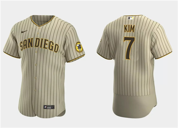 Men's San Diego Padres #7 Ha-Seong Kim Tan Flex Base Stitched Baseball Jersey
