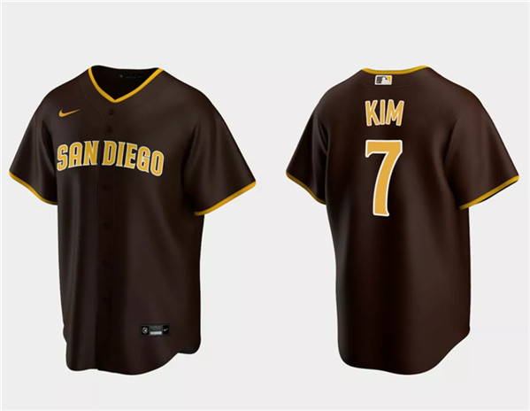 Men's San Diego Padres #7 Ha-Seong Kim Brown Cool Base Stitched Jersey