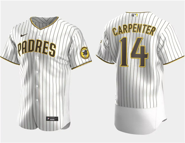 Men's San Diego Padres #14 Matt Carpenter White Flex Base Stitched Baseball Jersey