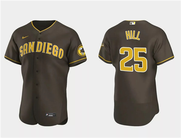 Men's San Diego Padres #25 Tim Hill Brown Flex Base Stitched Baseball Jersey