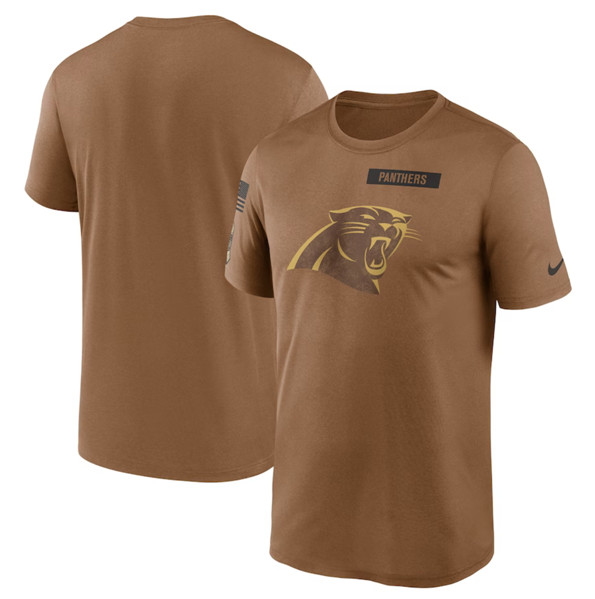 Men's Carolina Panthers 2023 Brown Salute To Service Legend Performance T-Shirt