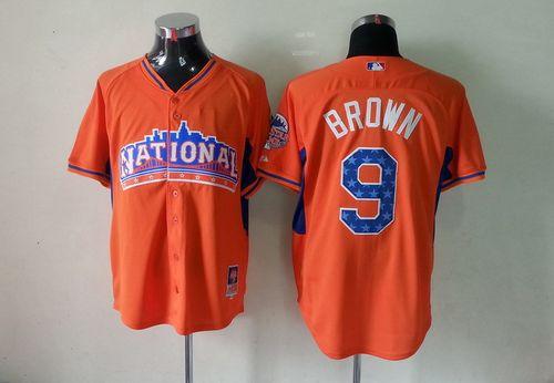Phillies #9 Domonic Brown Orange All-Star 2013 National League Stitched MLB Jersey