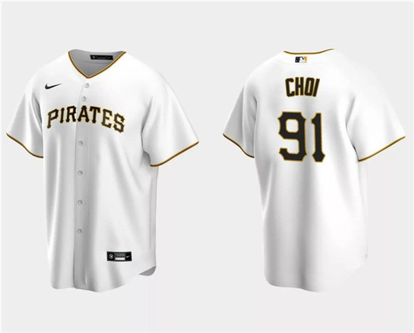 Men's Pittsburgh Pirates #91 Ji Man Choi White Cool Base Stitched Baseball Jersey