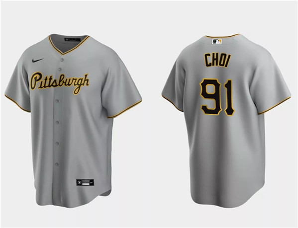 Men's Pittsburgh Pirates #91 Ji Man Choi Gray Cool Base Stitched Baseball Jersey