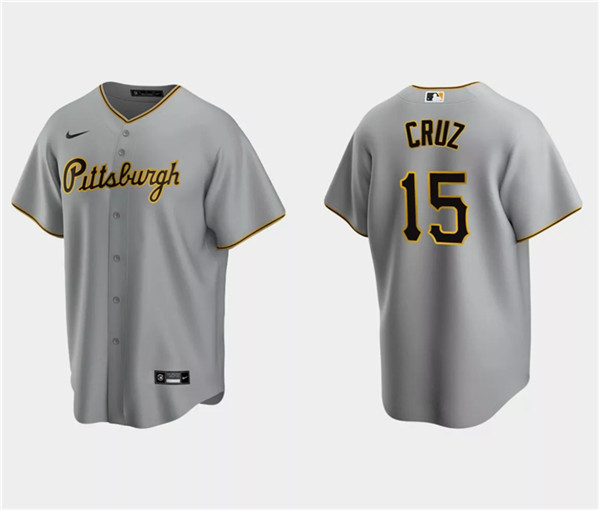 Men's Pittsburgh Pirates #15 Oneil Cruz Gray Cool Base Stitched Baseball Jersey
