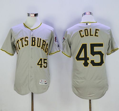 Pirates #45 Gerrit Cole Grey Flexbase Authentic Collection Stitched MLB Jersey
