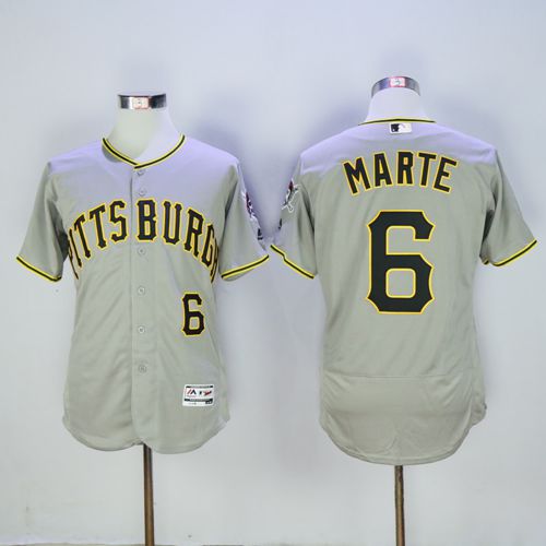 Pirates #6 Starling Marte Grey Flexbase Authentic Collection Stitched MLB Jersey