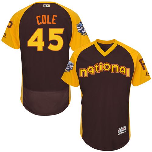 Pirates #45 Gerrit Cole Brown Flexbase Authentic Collection 2016 All-Star National League Stitched MLB Jersey