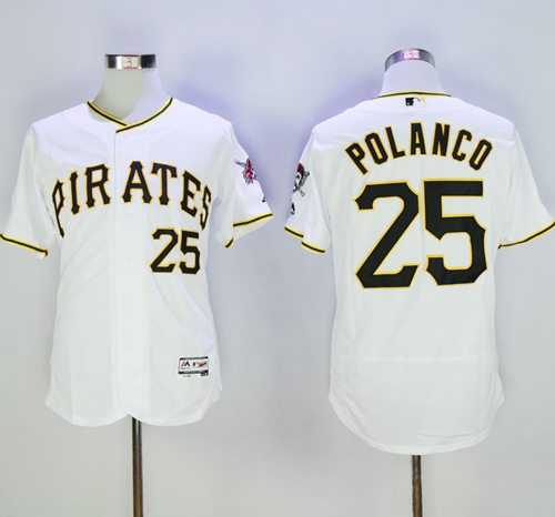Pirates #25 Gregory Polanco White Flexbase Authentic Collection Stitched MLB Jersey
