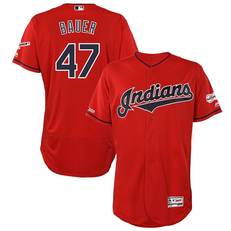 Men's Cleveland Indians #47 Trevor Bauer Red Flexbase Stitched MLB Jersey