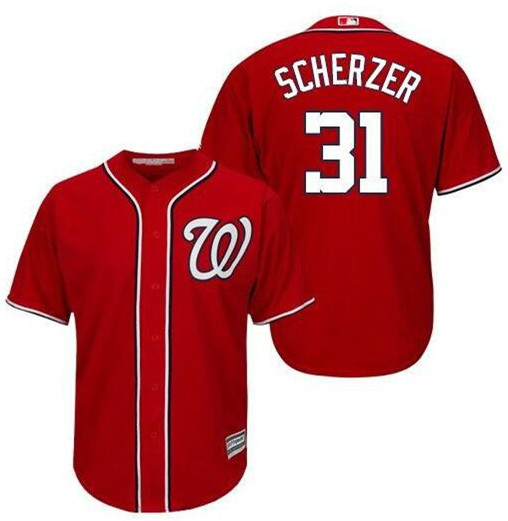 Nationals #31 Max Scherzer Red New Cool Base Stitched MLB Jersey