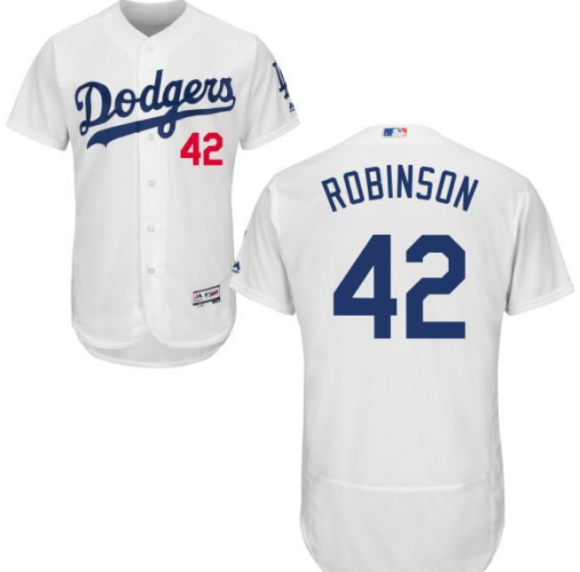 Men's Los Angeles Dodgers #42 Jackie Robinson White Flex Base Stitched MLB Jersey