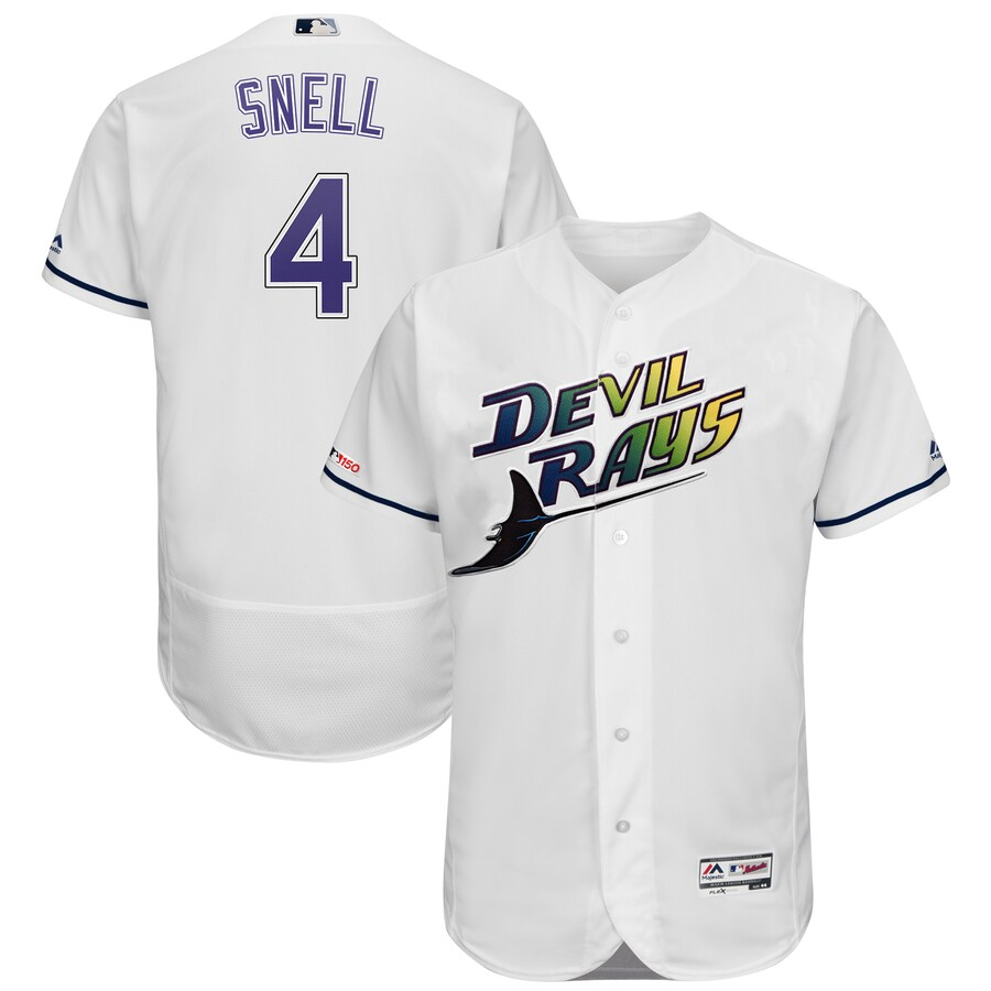 Men's Tampa Bay Rays Customized White Flex Base Stitched Baseball Jersey
