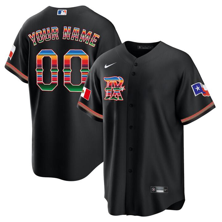 Men's Texas Rangers Active Player Custom Mexican Black Cool Base Stitched Jersey