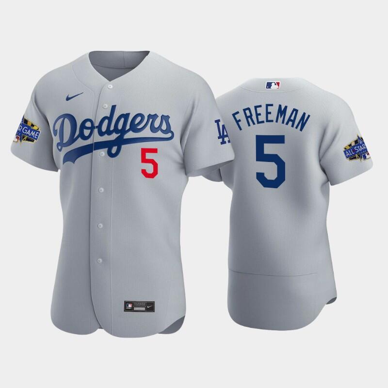 Men's Los Angeles Dodgers #5 Freddie Freeman Gray 2022-23 All-Star Game Flex Base Stitched Baseball Jersey