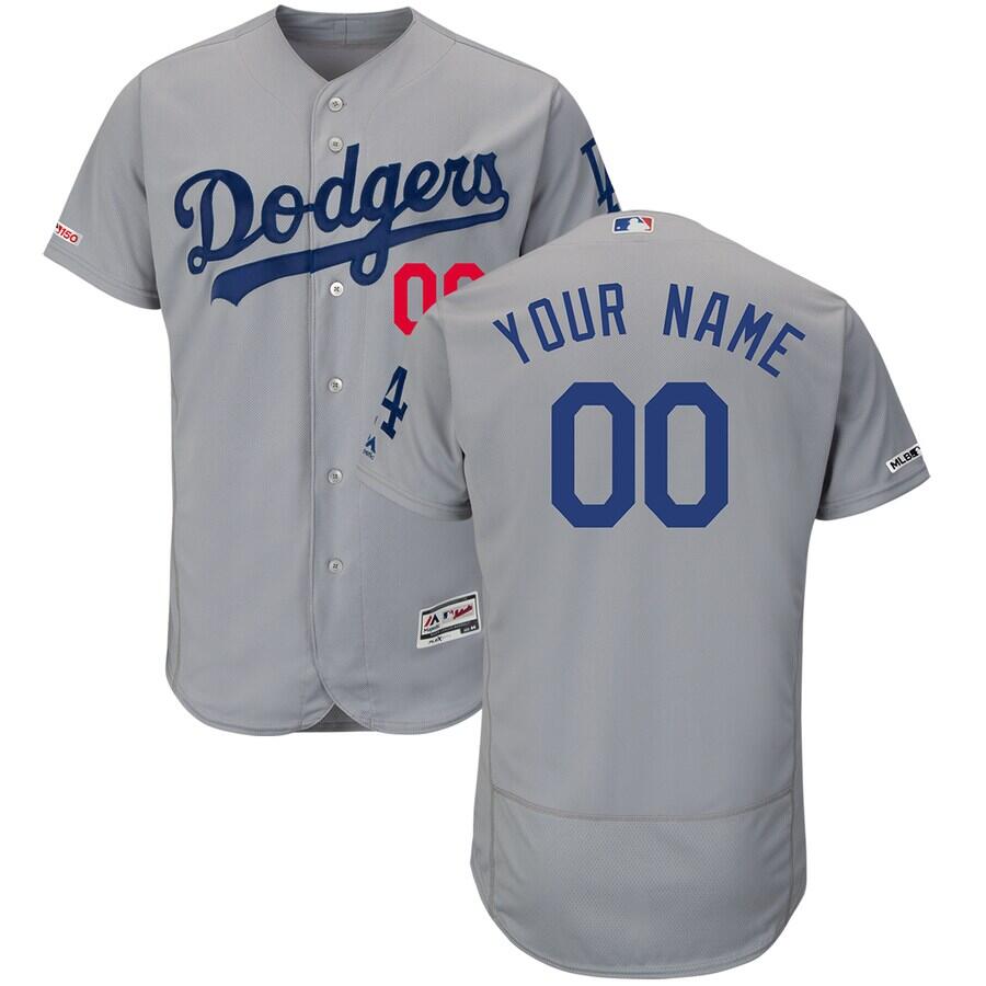 Men's Los Angeles Dodgers Active Player Custom Gray Majestic Alternate Flex Base Stitched Baseball Jersey