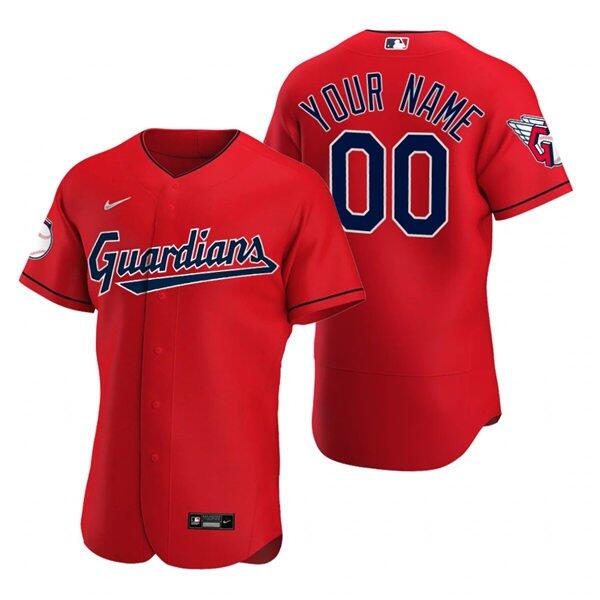 Men's Cleveland Indians Customized Red Stitched MLB Jersey