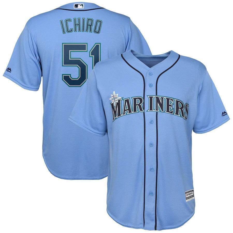 Mariners #51 Ichiro Suzuki Light Blue Cool Base Stitched MLB Jersey