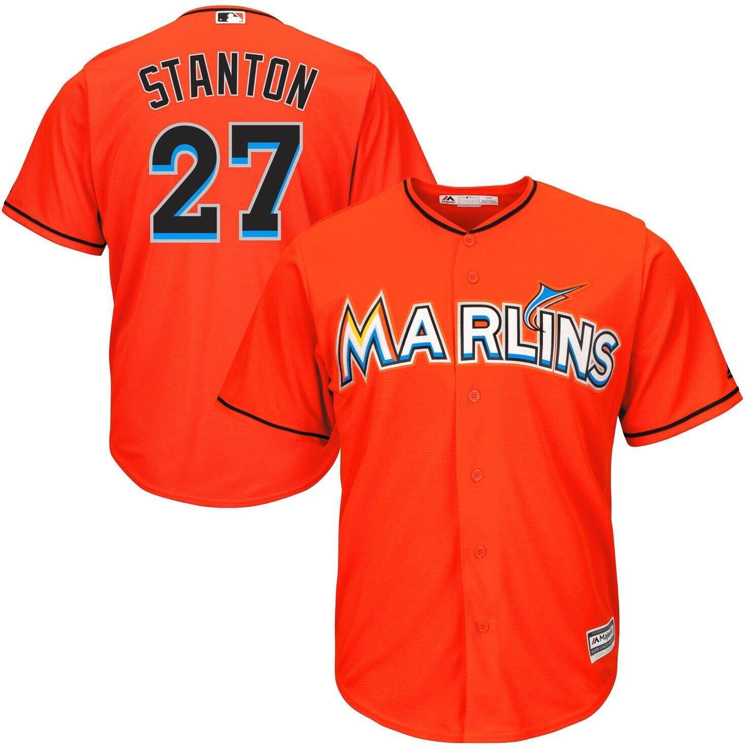 Men's Miami Marlins Customized Orange Majestic Athletic Cool Base Stitched MLB Jersey