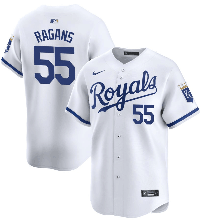Men's Kansas City Royals #55 Cole Ragans White 2024 Home Limited Cool Base Stitched Baseball Jersey