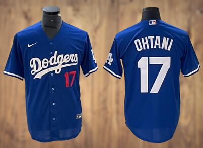 Men's Los Angeles Dodgers #17 Shohei Ohtani Blue Cool Base Sttiched Jersey