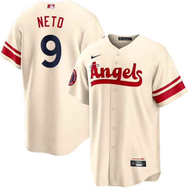 Men's Los Angeles Angels #9 Zach Neto 2022 Cream City Connect Cool Base Stitched Jersey