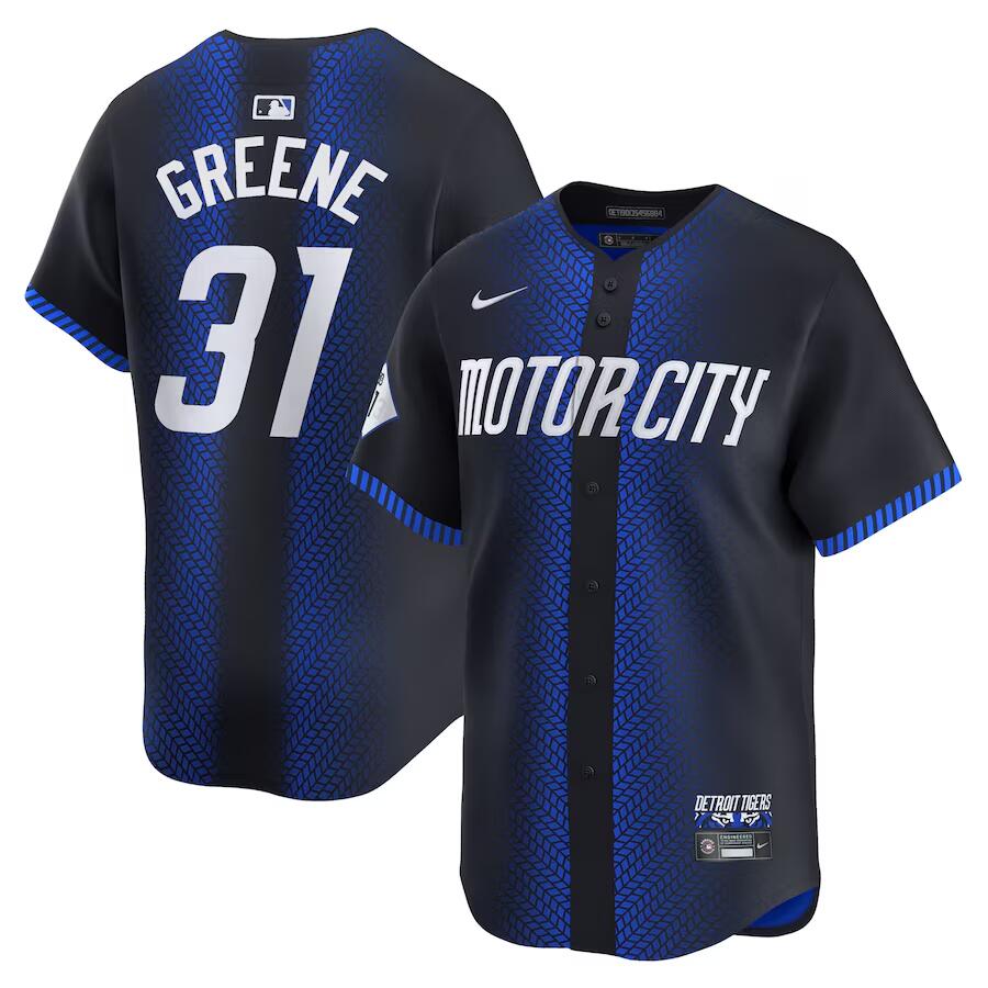 Men's Detroit Tigers #31 Riley Greene 2024 Navy City Connect Cool Base Limited Stitched Baseball Jersey