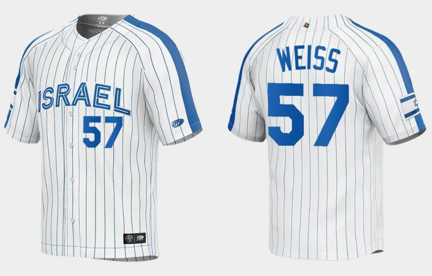 Men's Israel Baseball #57 Zack Weiss 2023 White World Baseball Classic Stitched Jersey