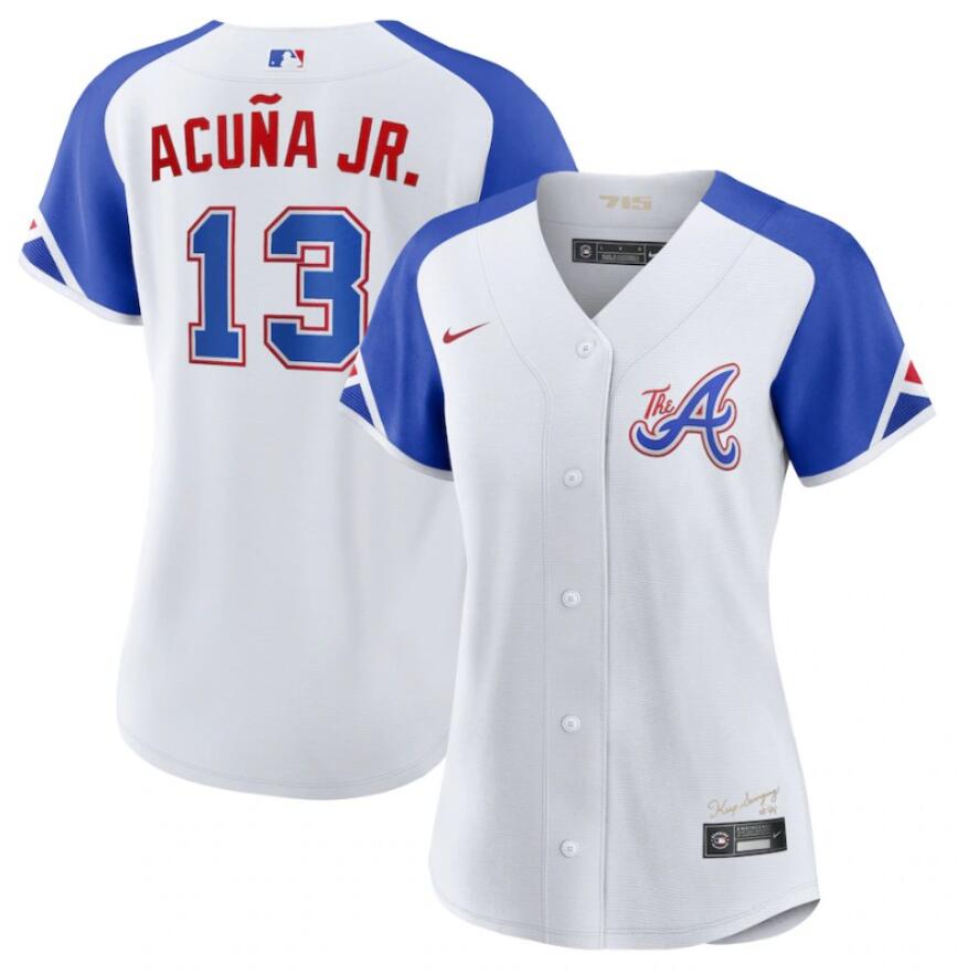 Women's Atlanta Braves Active Player Custom White 2023 City Connect Cool Base Stitched Baseball Jersey