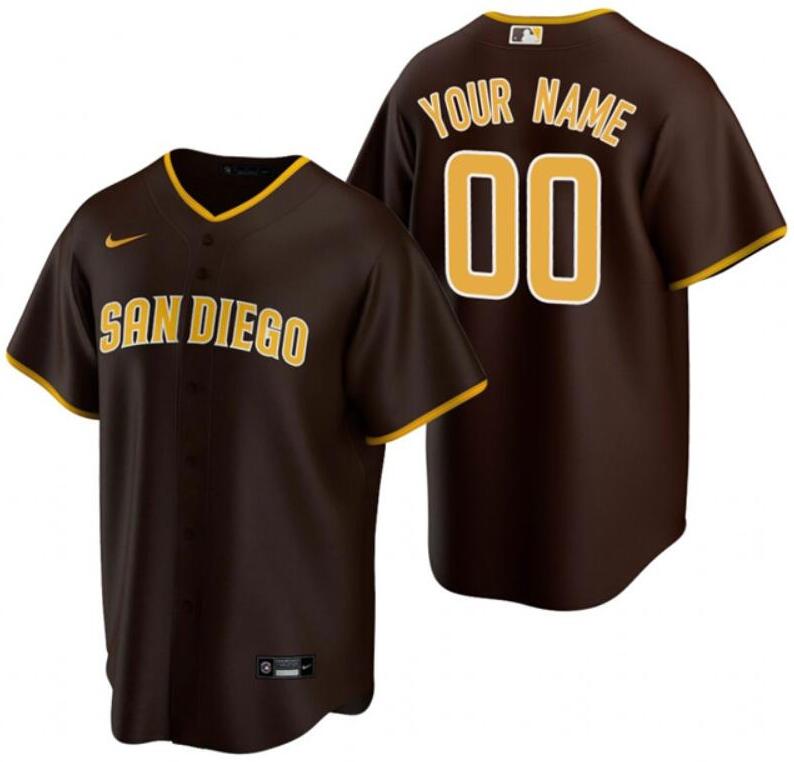 Men's San Diego Padres Customized Brown Cool Base Stitched Baseball Jersey