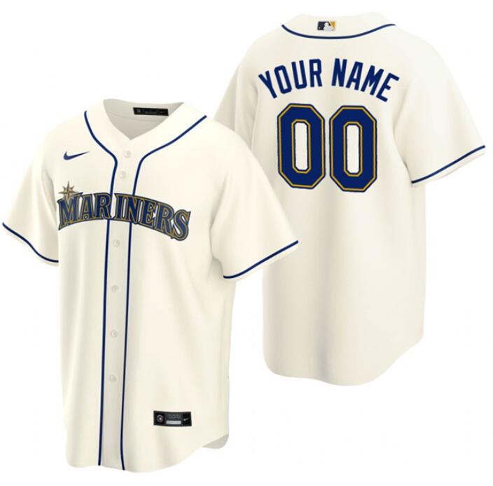 Men's Seattle Mariners ACTIVE PLAYER Custom Cream Cool Base Stitched Baseball Jersey