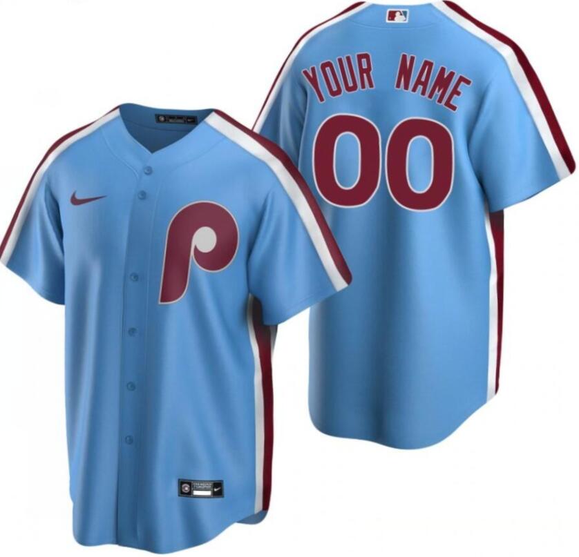 Men's Philadelphia Phillies Active Player Custom Light Blue Alternate Cool Base Stitched Baseball Jersey