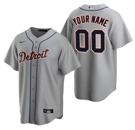 Men's Detroit Tigers ACTIVE PLAYER Custom Gray Cool Base Stitched Baseball Jersey