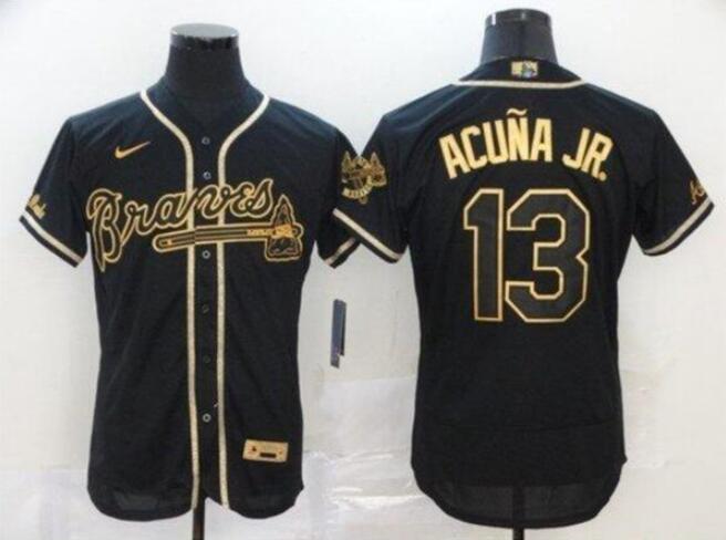 Men's Atlanta Braves Active Player Custom 2020 Black Golden Flex Base Stitched MLB Jersey