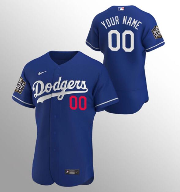 Men's Los Angeles Dodgers Customized Blue 2020 World Series Bound Custom Flex Base Stitched Jersey