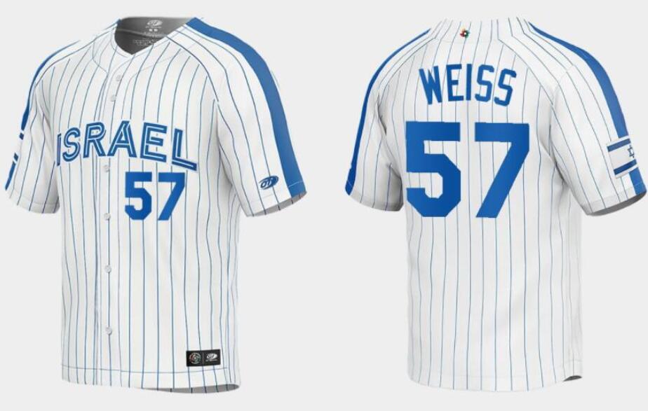 Men's Israel Baseball Customized 2023 White World Baseball Classic Stitched Jersey