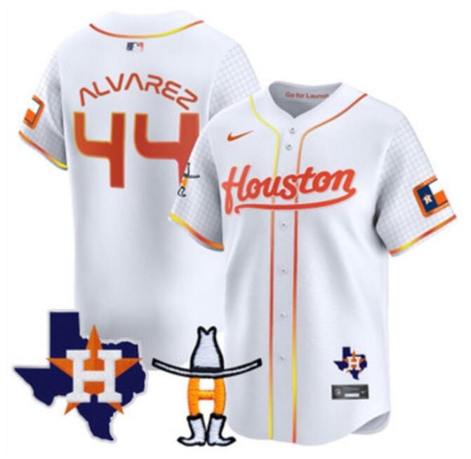 Men's Houston Astros ACTIVE PLAYER Custom White With Patch Cool Base Stitched Baseball Jersey