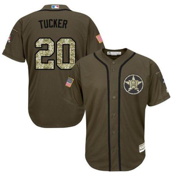 Men's Houston Astros Active Player Custom Green Salute To Service Stitched MLB Jersey
