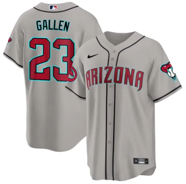 Men's Arizona Diamondbacks #23 Zac Gallen Gray 2024 Cool Base Stitched Baseball Jersey