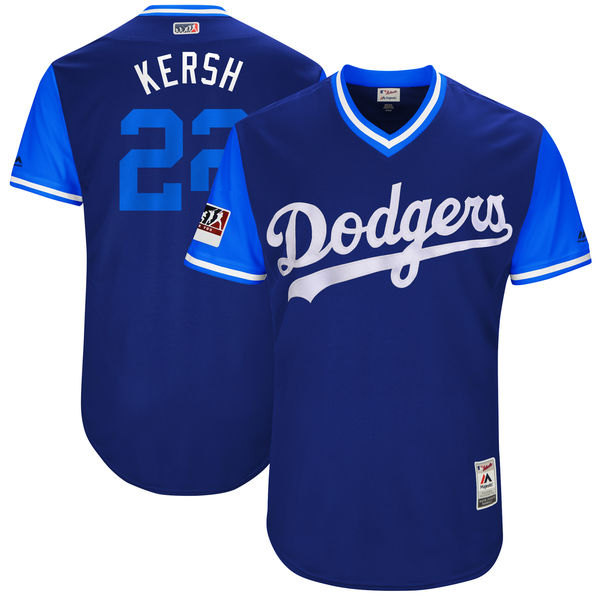 Men's Los Angeles Dodgers #22 Clayton Kershaw "Kersh" Majestic Royal/Light Blue 2018 Players' Weekend Authentic Stitched MLB Jersey