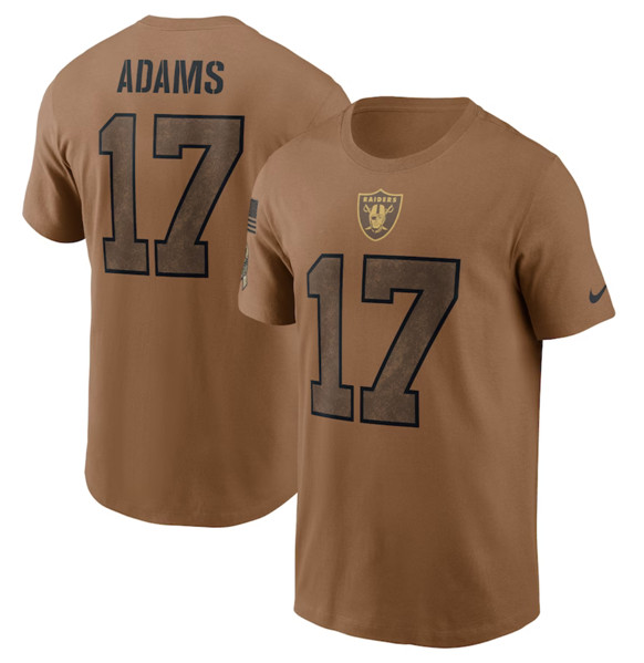 Men's Las Vegas Raiders #17 Davante Adams 2023 Brown Salute To Service Name & Number T-Shirt