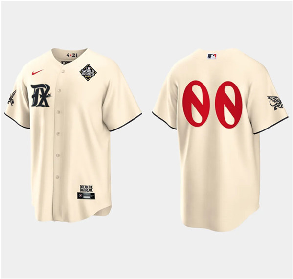 Men's Texas Rangers Customized Cream 2023 World Series City Connect Cool Base Stitched Jersey