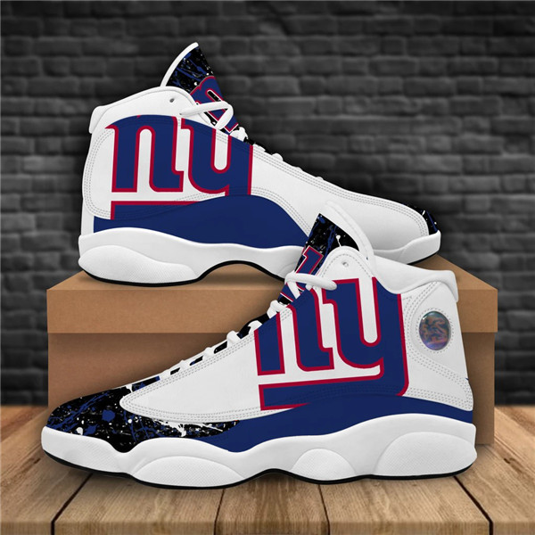 Women's New York Giants AJ13 Series High Top Leather Sneakers 002