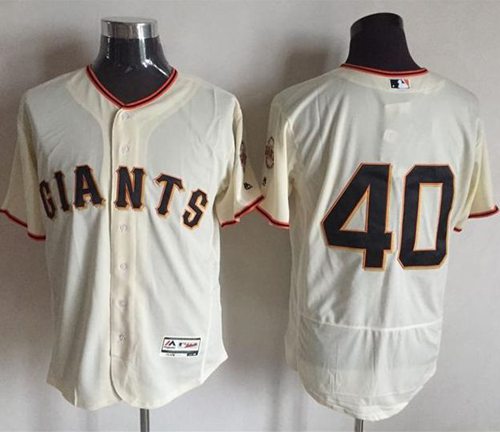 Giants #40 Madison Bumgarner Cream Flexbase Authentic Collection Stitched MLB Jersey