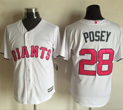 Giants #28 Buster Posey White New Cool Base 2016 Mother's Day Stitched MLB Jersey