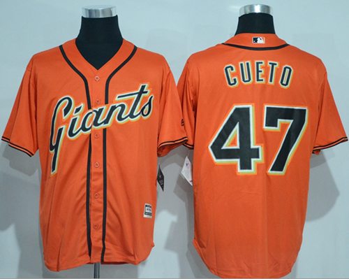 Giants #47 Johnny Cueto Orange New Cool Base Alternate Stitched MLB Jersey